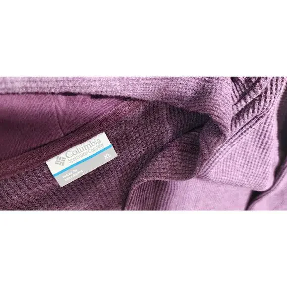 Columbia Hooded Waffle Knit Open Front Cardigan Women’s XL Purple - Picture 6 of 12